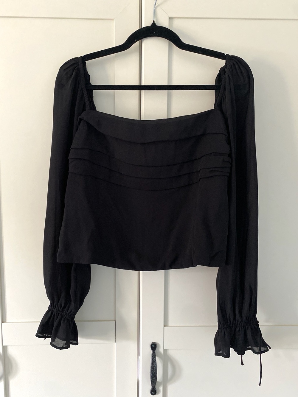 Abercrombie & Fitch Black Ruched Square Neck Blouse | Romantic Whimsigoth | L